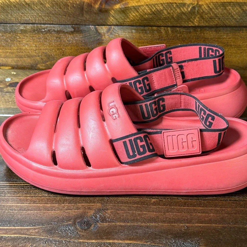 UGG Sport Yeah Slide Men's Size 11 US Samba Red Slingback Sandal‎ Waterproof